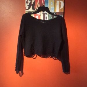 Distressed gorgeous black crop sweater